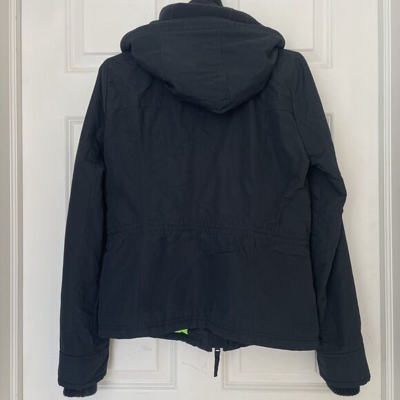 Abercrombie & Fitch Jacket Womens Large All Weather Warrior Full Zip Black Green - Picture 8 of 8